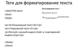 Как оформить текст в html