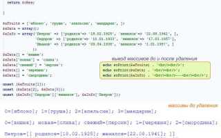 Как удалить элемент массива php