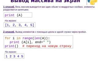 Как вывести массив через пробел python