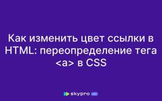 Как в html поменять цвет ссылки
