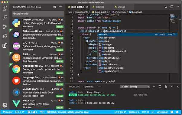 Добавление расширений для веб-разработки в Visual Studio Code