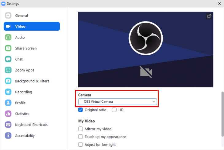 Удаление OBS Virtual Camera из списка устройств Windows