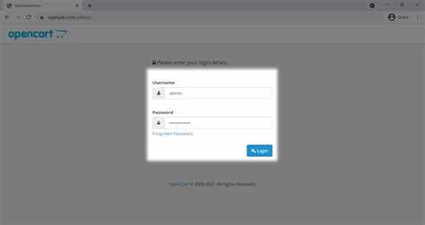 Как зайти в админку opencart