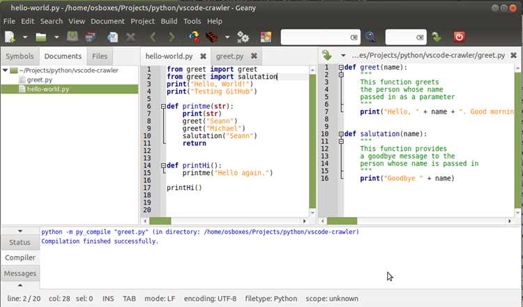 Настройка интерпретатора Python в Geany