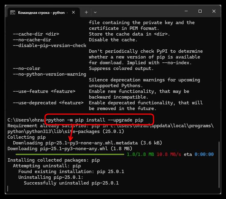 Установка pip на Windows