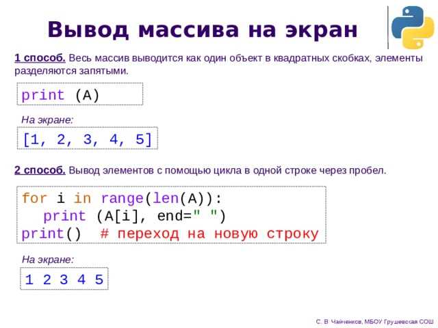 Как вывести массив через пробел python Как вывести массив через пробел python