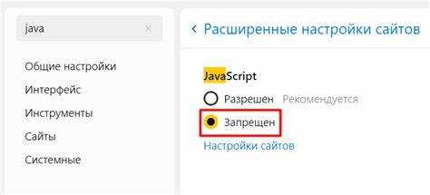 Пошаговое отключение JavaScript через меню «Настройки»