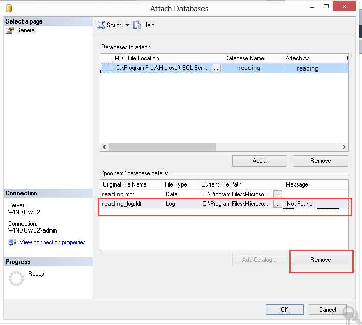 Использование SQL Server Management Studio для подключения MDF