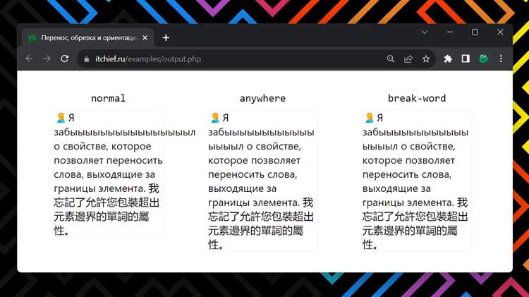 Использование свойства word-wrap для разрыва длинных слов