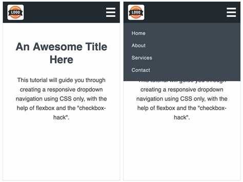 Структура HTML для простого меню